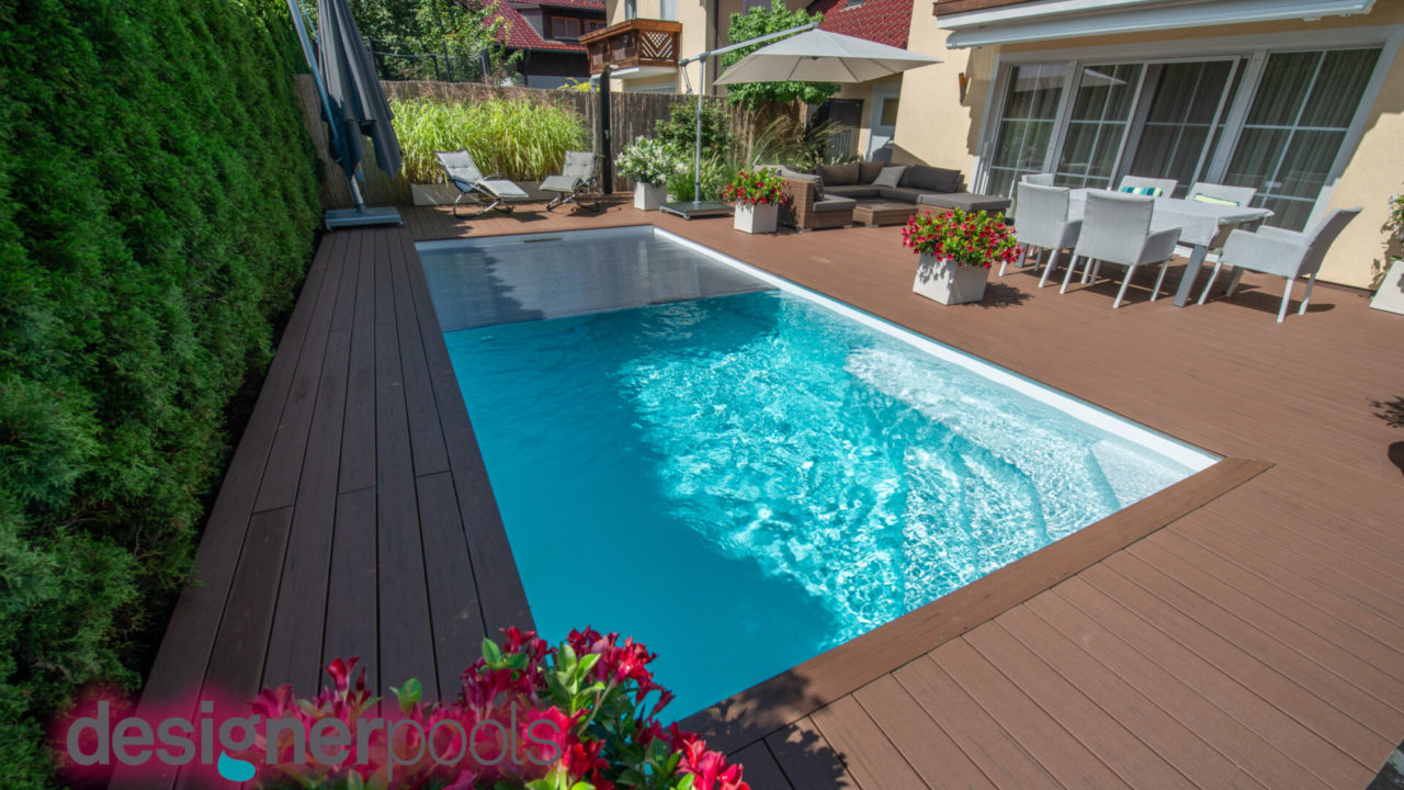 Flachskimmerpool mit Rollladen - designerpools