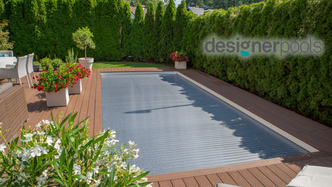 Flachskimmerpool mit Rollladen - designerpools